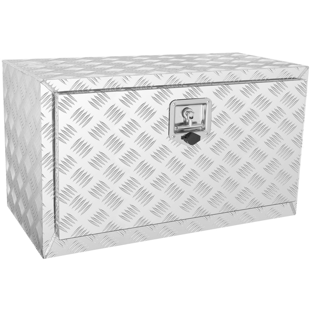 VEVOR Underbody Truck Box, 30"×14"×16" Pickup Storage Box, Heavy Duty Aluminum Diamond Plate Tool Box with Lock and Keys, Waterproof Trailer Storage Box with T-Handle Latch for Truck, Van, Trailer