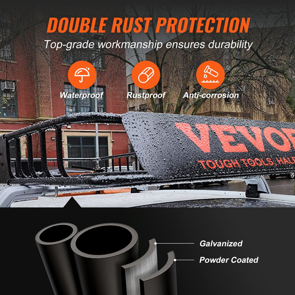 VEVOR Roof Rack Cargo Basket 200 LBS 51"x36"x5" for SUV Truck with Luggage Bag