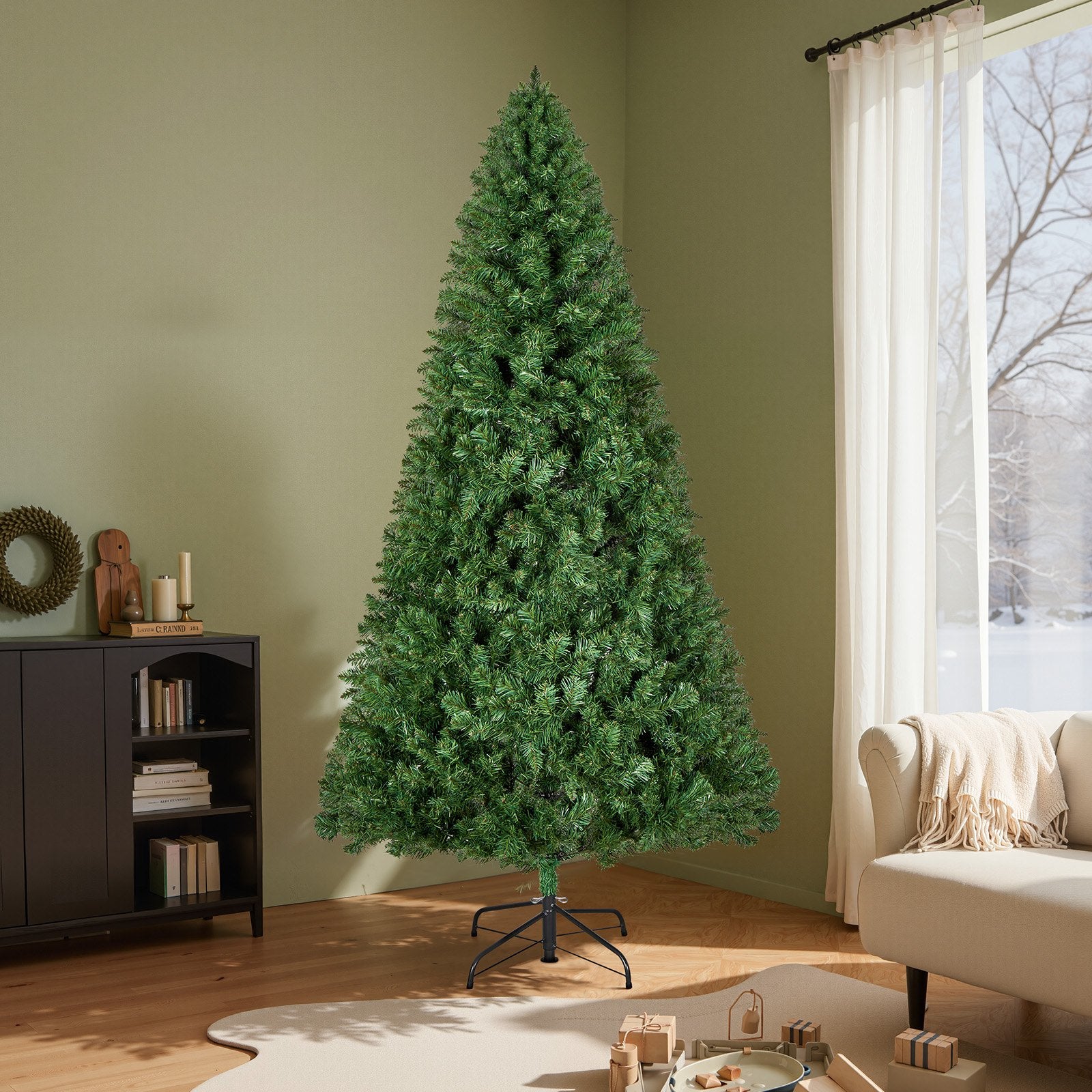 VEVOR Christmas Tree, 1.8m Artificial Xmas Tree, Full Holiday Decor Trees with 1250 Branch Tips & Sturdy Metal Base for Home Party Office Decoration