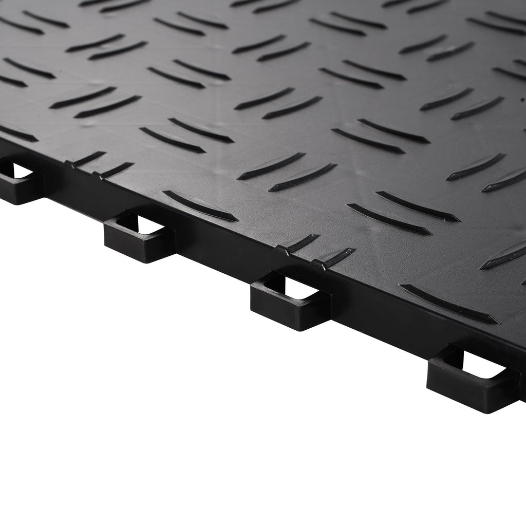 VEVOR Garage Tiles Interlocking, 12 x 12 x 0.53 inch 50 Pack Garage Floor Covering Tiles, Non-Slip Double-Sided Texture Garage Flooring Tiles, for Garages, Basements, Repair Shops, Black
