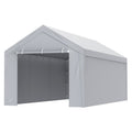 VEVOR Carport Replacement Canopy Cover Top + Side Wall 10 x 20 ft, Garage Tent Shelter Tarp Heavy-Duty Waterproof & UV Protected, Easy Installation with Ball Bungees,White (Frame Not Included)