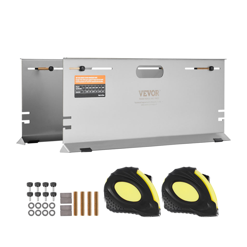 VEVOR Wheel Alignment Tool, 2-Pack Alignment Tool Toe Plates, Stainless Steel Toe Angle Measurement Tool Plate, 4 Alignment Rods and Magnetic Slots, Includes Measuring Tapes & Conversion Chart