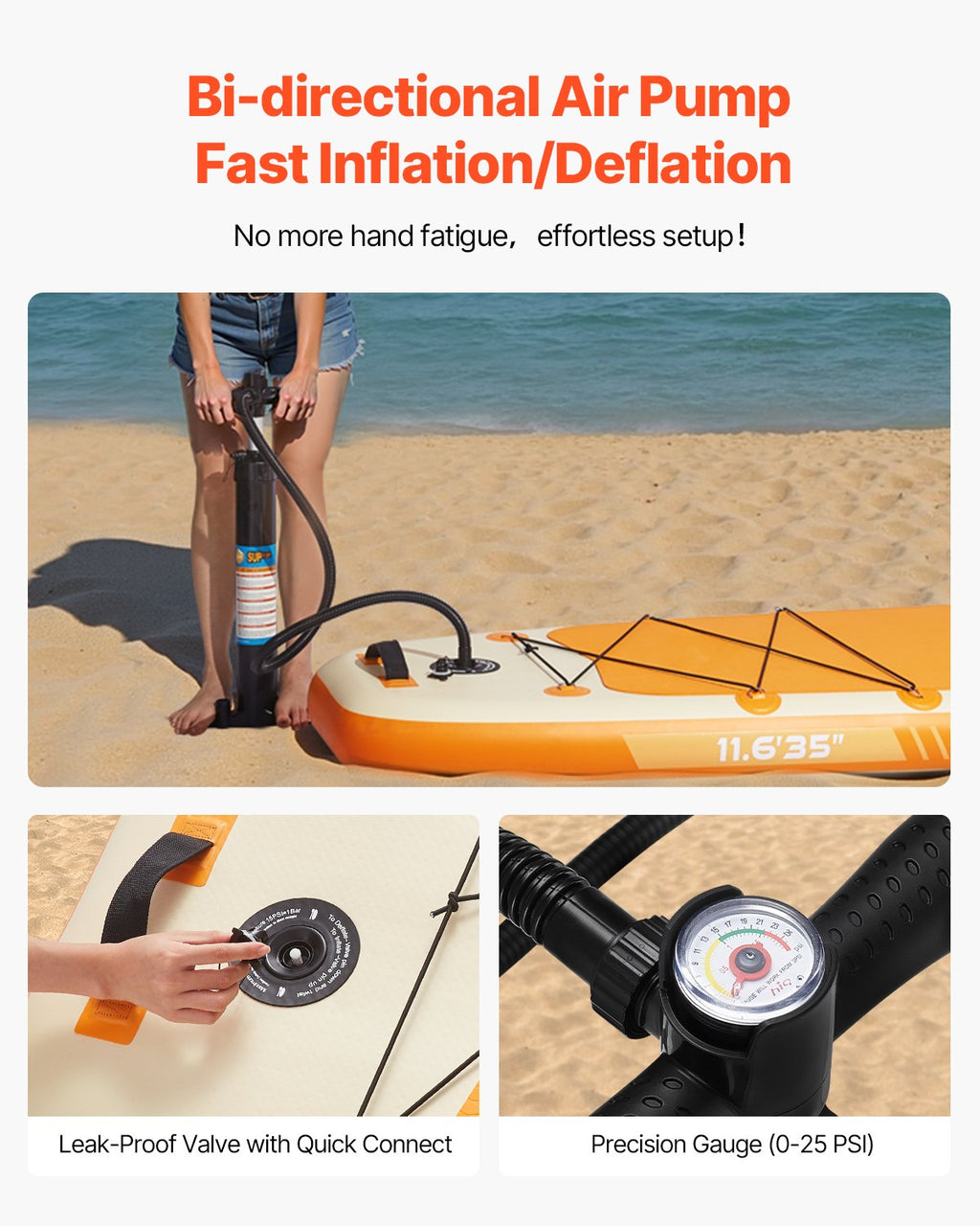 VEVOR Inflatable Stand Up Paddle Board, 3.53m x 89cm x 15cm Wide Ultra-Light SUP Paddleboard, All Accessories Included, Pump, Paddle, Fin, Backpack, Ankle Leash, Strap, Non-slip Deck for Youth, Adults