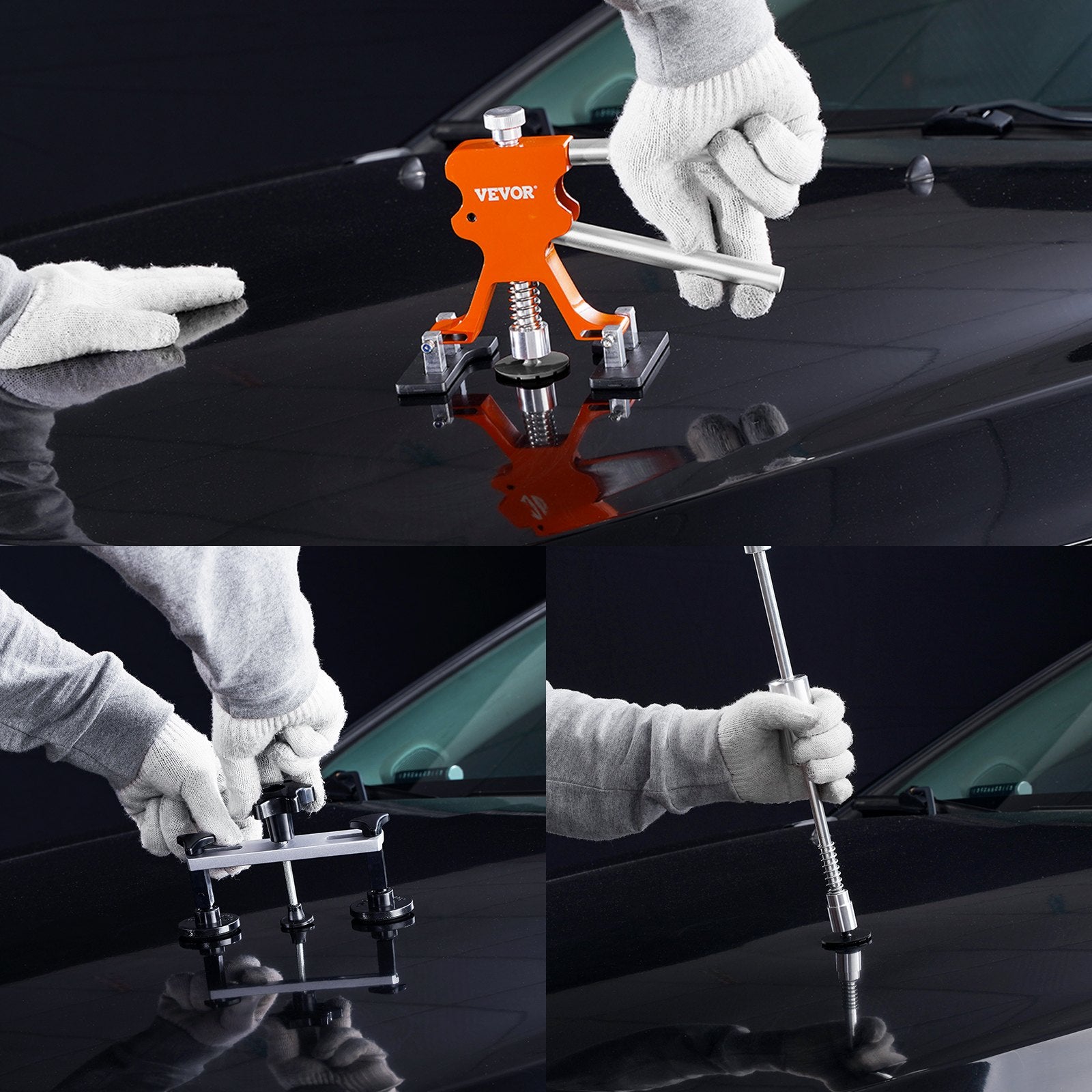 VEVOR 69 PCS Dent Repair Kit, Auto Car Body Paintless Dent Removal Tool Kit, Golden Lifter, Bridge Puller, Slide Hammer Tool Kit for Automobile Body, Washing Machine, Refrigerator