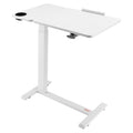 VEVOR Overbed Table, Mobile Bed Side Table with Flip Desktop and 4 Hidden Wheels, Height & Angle Adjustable Rolling Laptop Desk with Cup Holder, Portable Over Bed Desk for Home, Office, Study, White