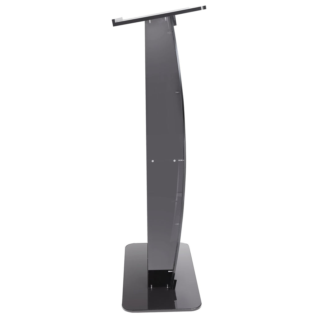 VEVOR Acrylic Podium, 47" Tall, Acrylic Podium Stand with Wide Reading Surface & Storage Shelf, Floor-standing Clear Pulpits Acrylic for Church Office School, Black