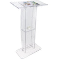 VEVOR Acrylic Podium, 47" Tall, Clear Acrylic Podium Stand with Wide Reading Surface & Storage Shelf, Floor-standing Clear Pulpits Acrylic for Church Office School