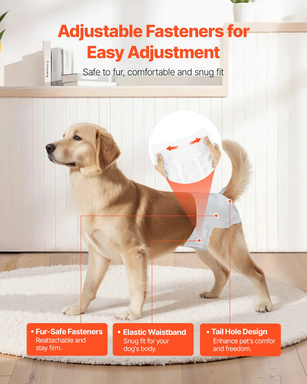 VEVOR Disposable Dog Diapers, Super Absorbent Female Dog Diapers, 360° Leak-Proof Female Doggy Pet Diaper with Wetness Indicator for Heat Period, Training, Incontinence - M, 144 Count (2 Packs of 72)