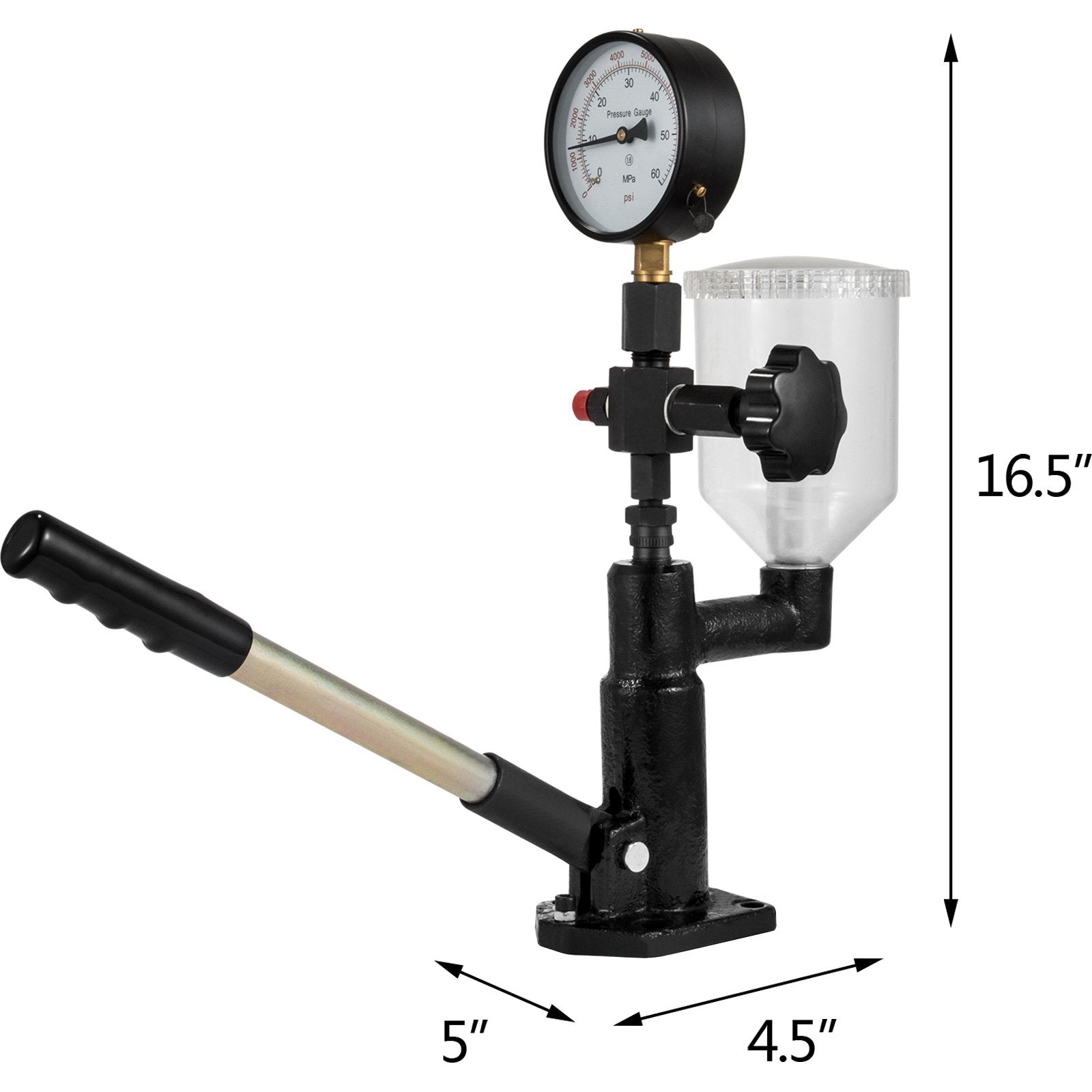 Diesel Injector Nozzle 
Pressure Tester Dual scale Manometer Test Tool 0-600Bar (0-8000PSI) 
60Mpa Test Pressure High Configuration