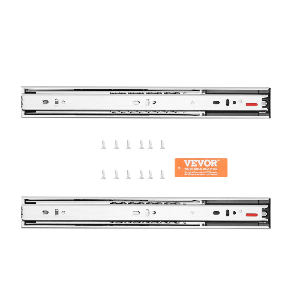 VEVOR 10 Pairs of 406.4mm Drawer Slides Side Mount Rails, Heavy Duty Full Extension Steel Track, Soft-Close Noiseless Guide Glides Cabinet Kitchen Runners with Ball Bearing, 100 Lbs Load Capacity