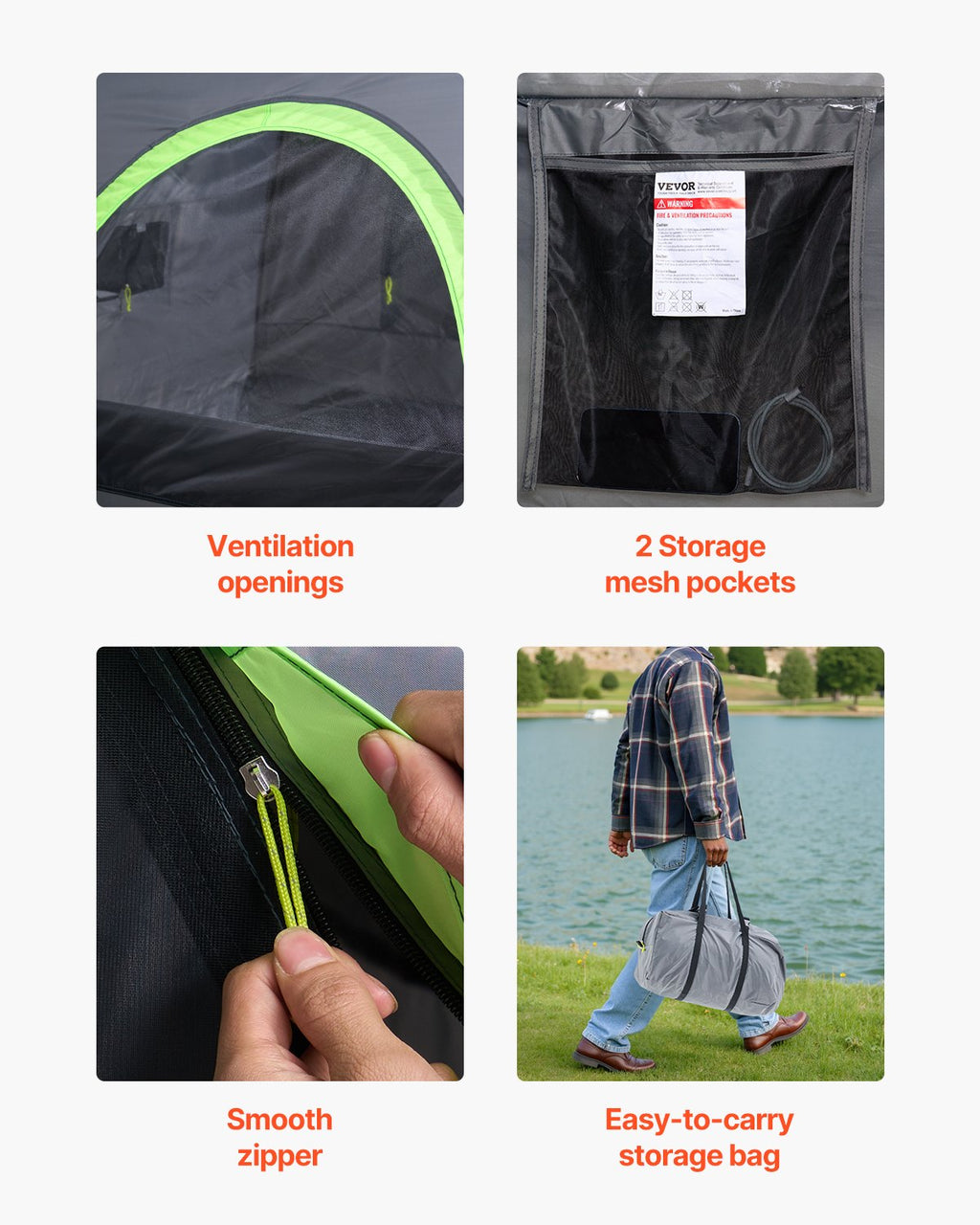 VEVOR Truck Tent 5.5-6.0ft Waterproof PU2000 Truck Bed Camping Tent 2-3 Person