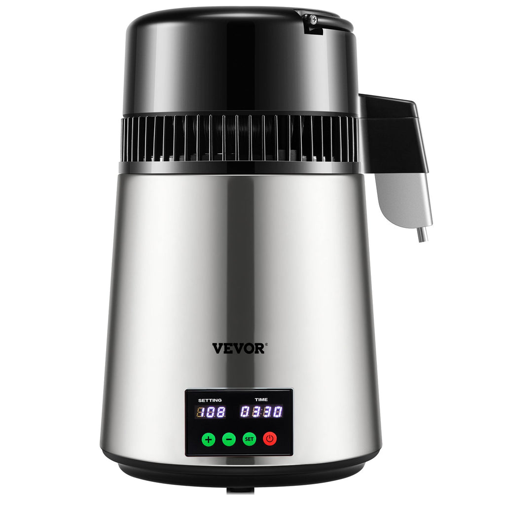 VEVOR 4L Water Distiller 1L/H Distilled Water Maker Timing & Temp Display Silver