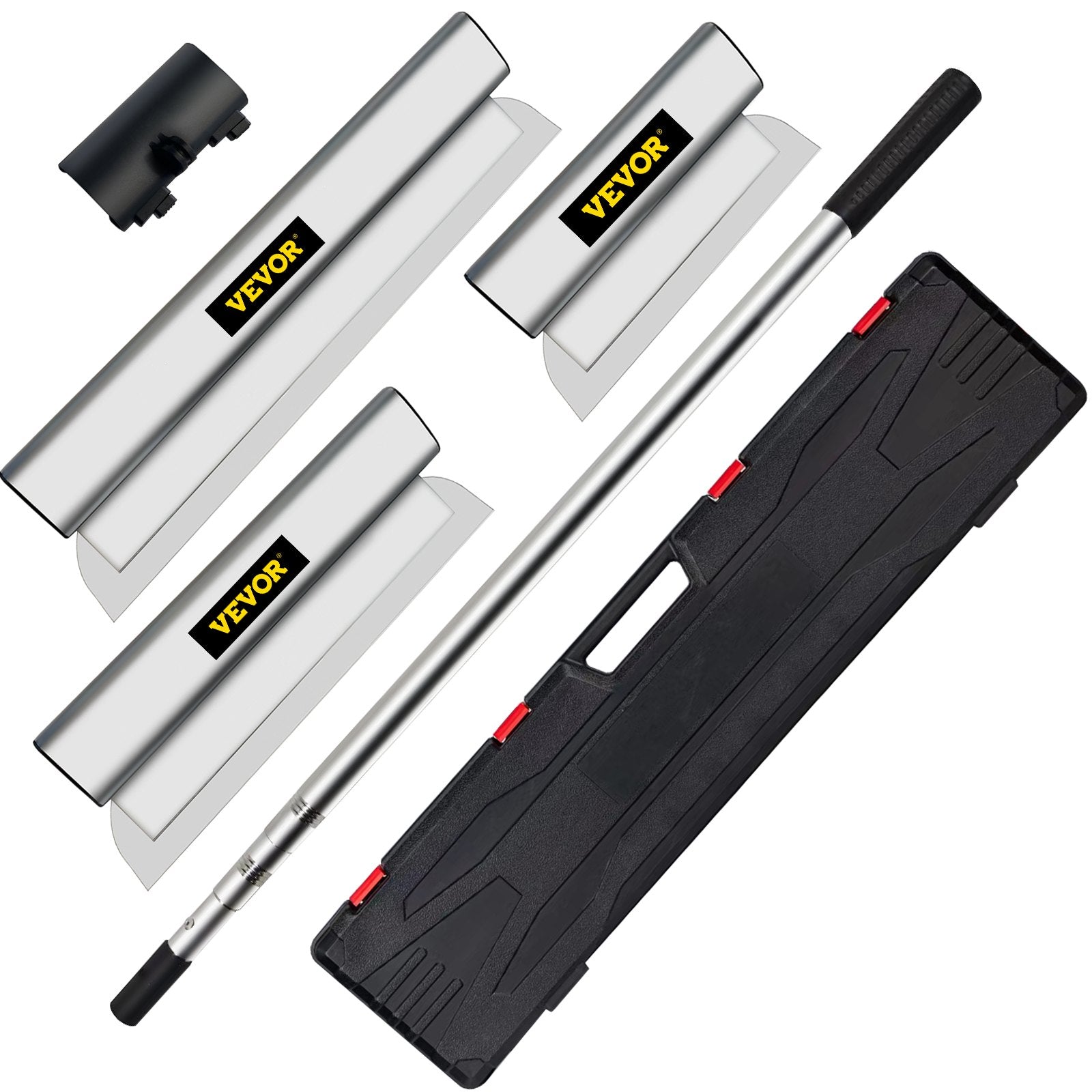 VEVOR Skimming Blade Set,10"+16"+24" Blades + 35"-78" Extension Handle，European Stainless Steel Construction Knife, Aluminum Blade Profile Smoothing Knockdown Spatula for Gyprock/Drywall/Wall-Boa