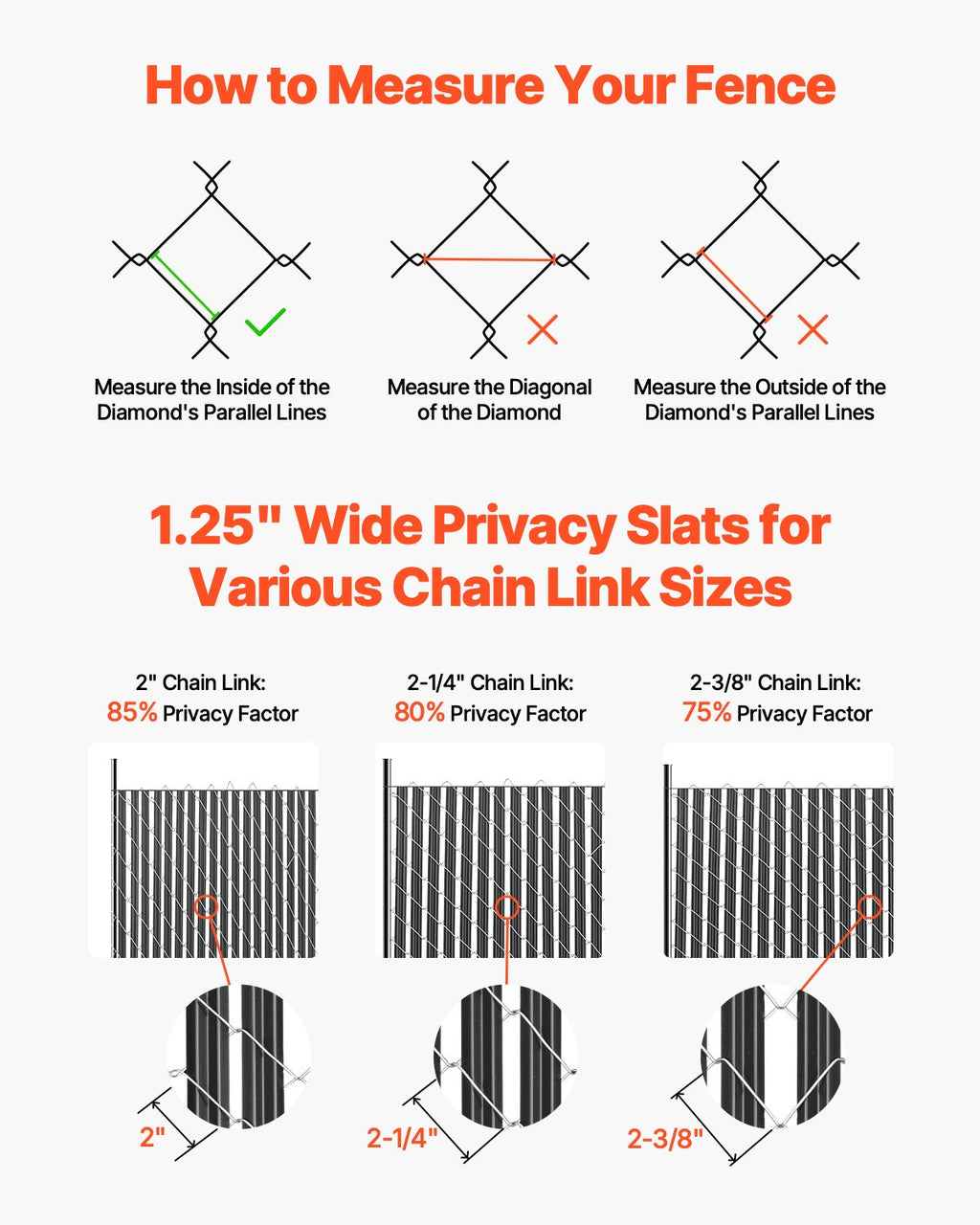 VEVOR Bottom Locking Privacy Slats, Single-Wall Vertical Bottom-Locking Slats for Chain-Link Fence, High-Density HDPE Chain Link Slats Ideally Fit 1.8 m High Fence for Garden Farm Sports Field(Black)