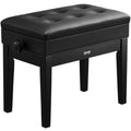 VEVOR Piano Bench, Keyboard Piano Chair with 19.3"-22.8" Adjustable Height, Padded Cushion, Storage Compartment for Music Books, Heavy Duty Wooden Piano Stool Seat, for Vanity, Living Room, Bedroom