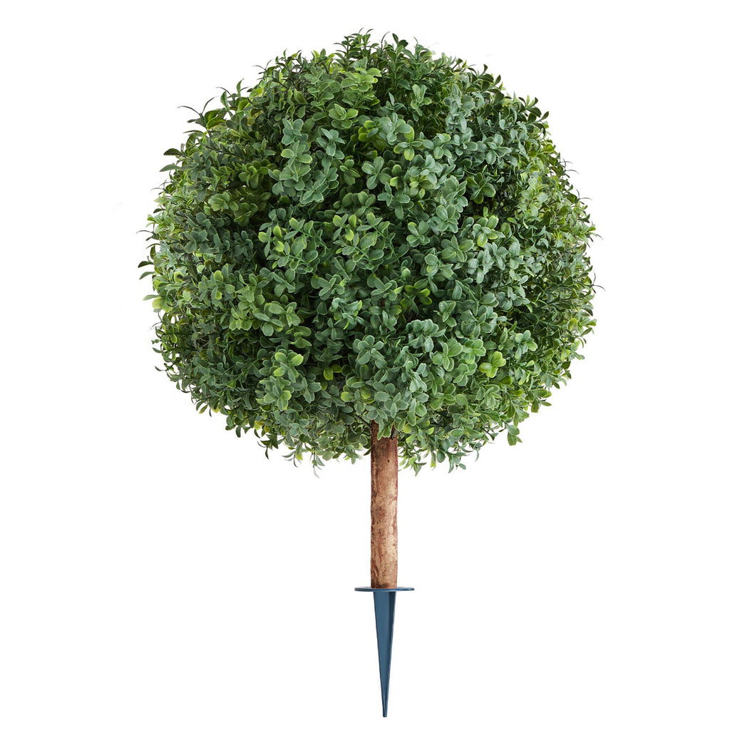 VEVOR Artificial Topiary Boxwood Trees with Ground Spike, 2 Set 686mm Faux Shrubs & Bushes Potted Plants, Fake Silk Tree Look Real for Decor Front Porch Outdoor Indoor Patio Garden Balcony Backyard