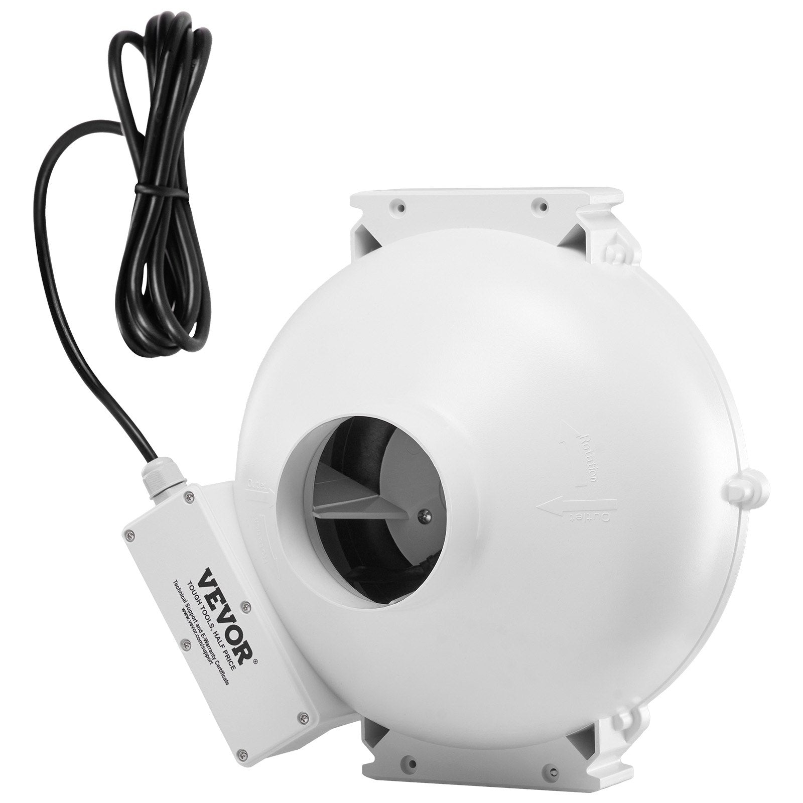 VEVOR 4" to 4.5" Radon Mitigation Fan System Kit Quiet 190 CFM Inline Duct Fan