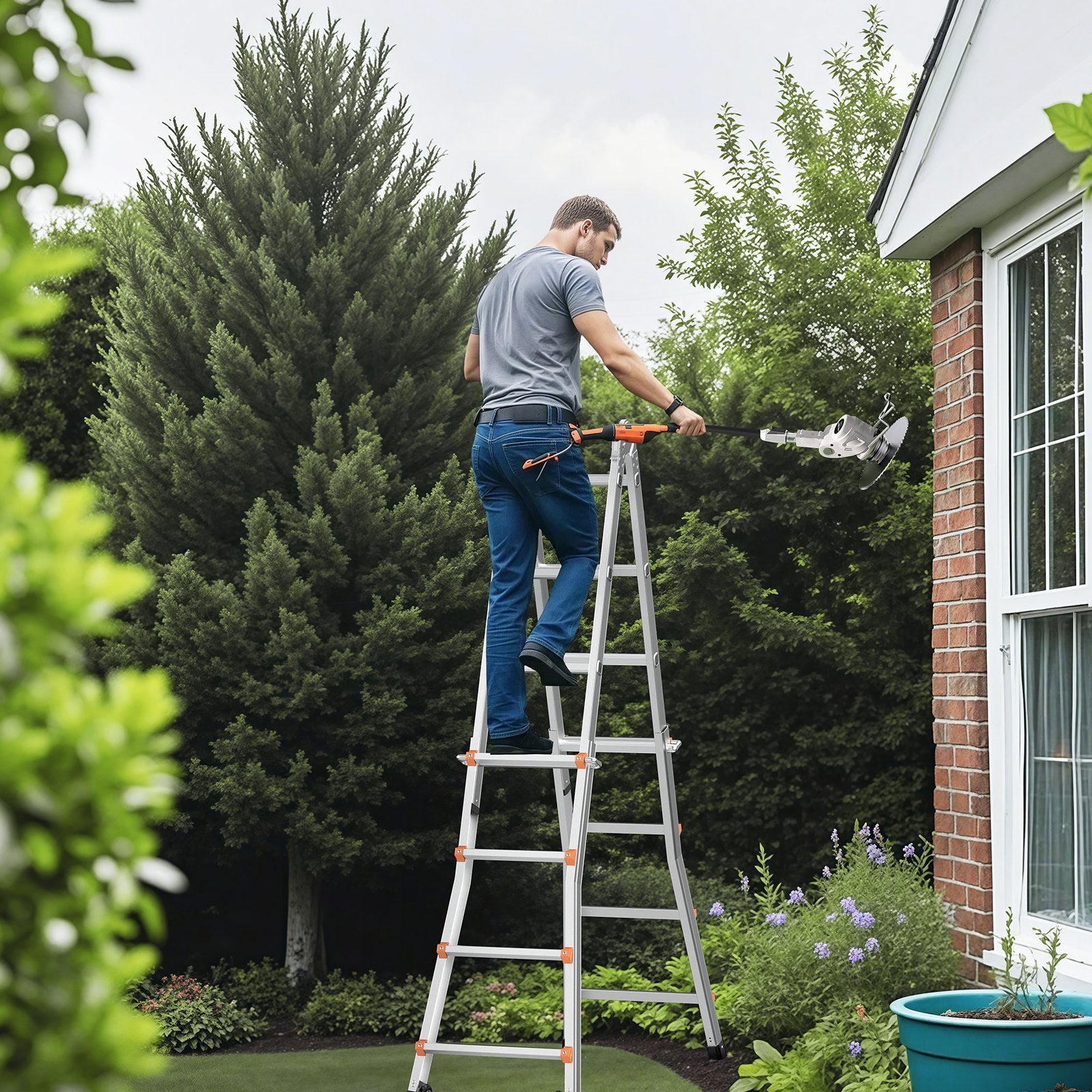 VEVOR Telescoping Ladder A Frame, 13 FT Compact Aluminum Extension Ladder, Multi-Function Portable Collapsible RV Ladder, Telescopic Ladder for Homework Stairs Indoor Outdoor Roof, 330lb Load