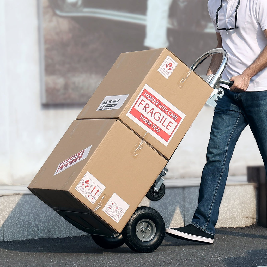 VEVOR Aluminum Hand Truck, 2 in 1, 363 kg Max Load Capacity, Heavy Duty Industrial Convertible Folding Hand Truck and Dolly, Utility Cart Converts from Hand Truck to Platform Cart with Rubber Wheels