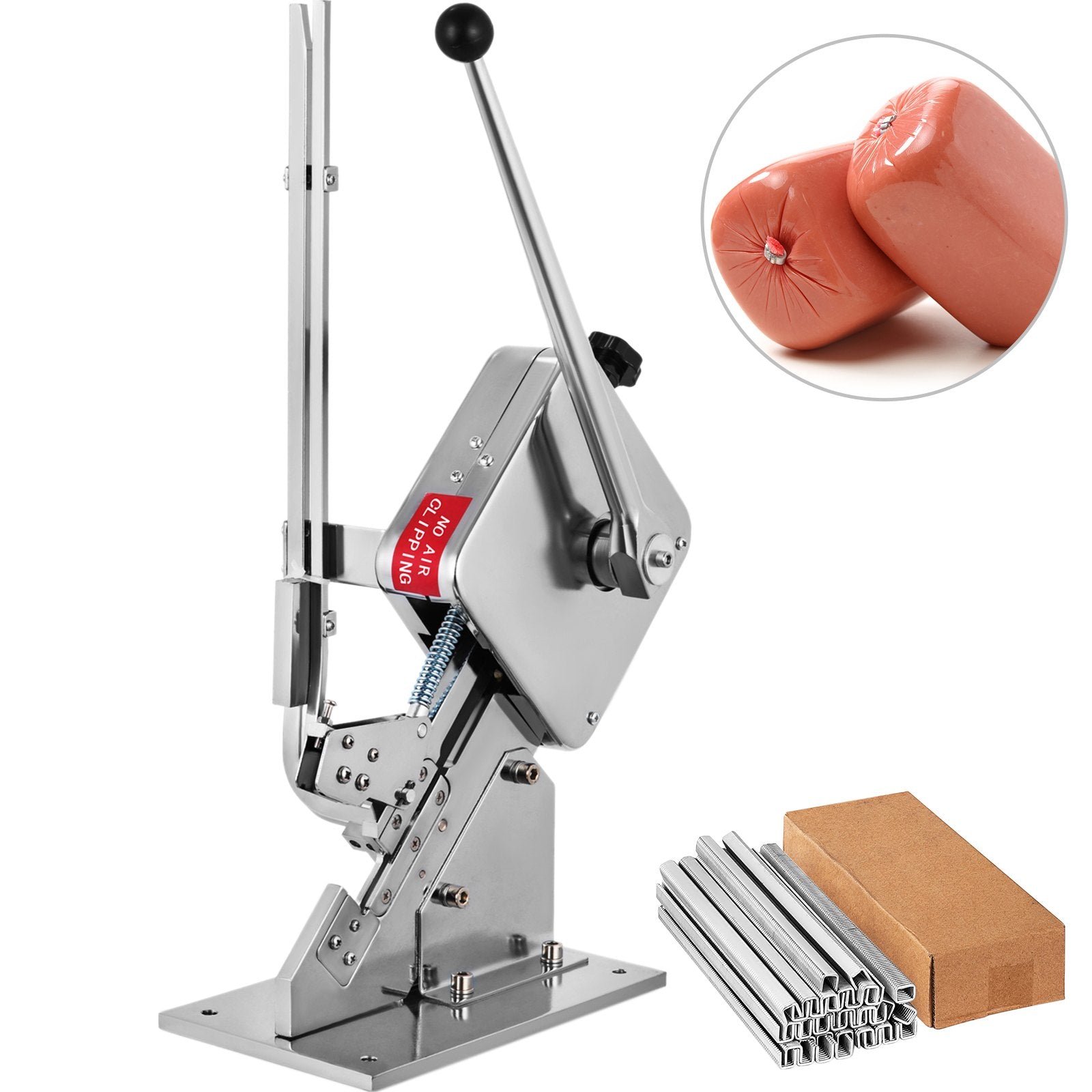 VEVOR Manual U-shape Sausage Clipper Clipping Machine Food Clipping Maker for Sausage Packing Sealing with 2 Boxes of Buckles 8000pcs