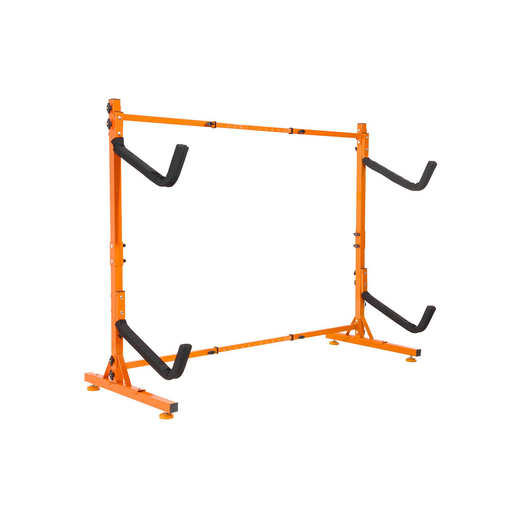 VEVOR Freestanding Kayak Storage Rack, Kayak Stand for 2 Kayak Canoe Paddleboard, Heavy-duty Steel Kayak Hanger Holder with Padded Arms and Adjustable Width, 79.5kg Max Load, for Indoor Outdoor Garage