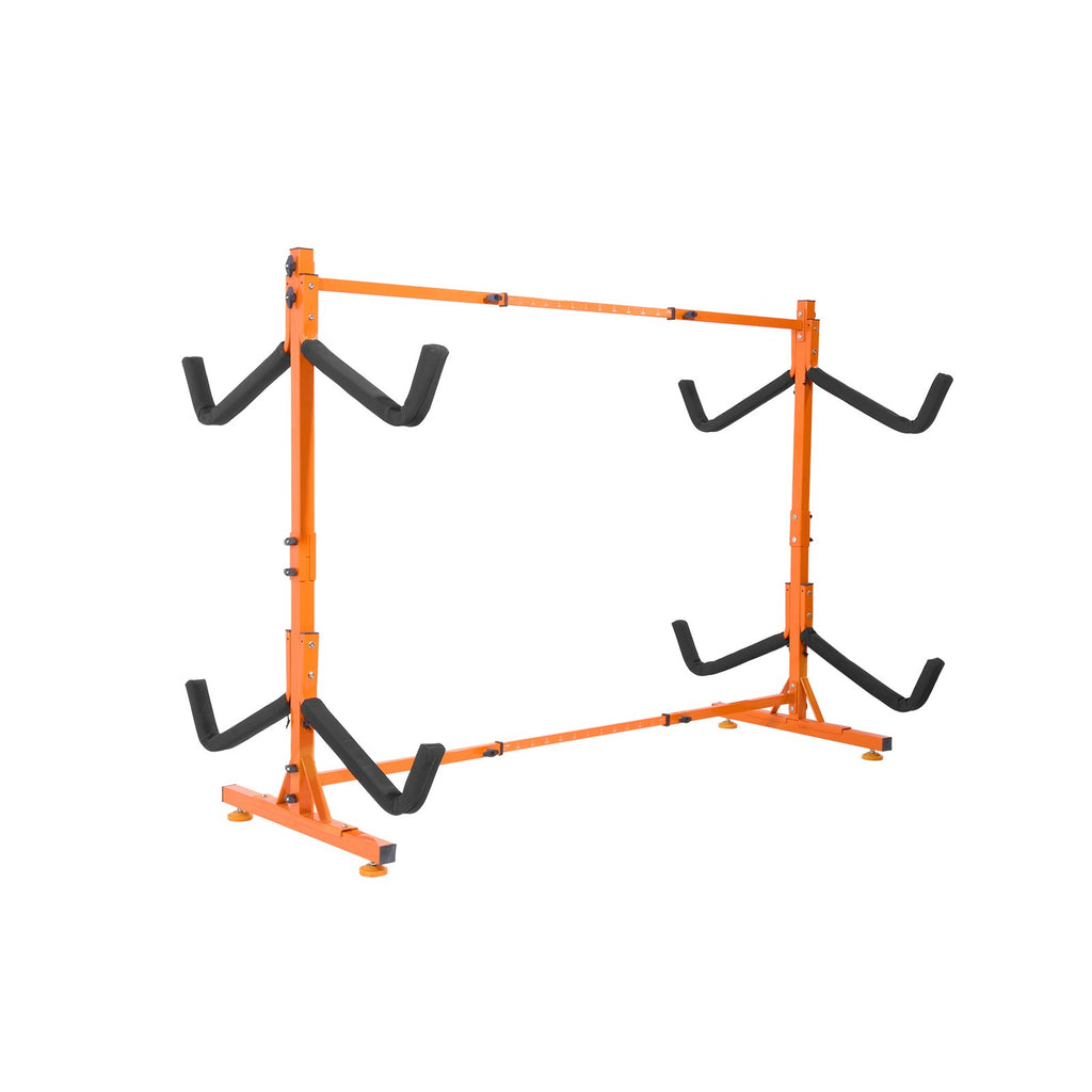VEVOR Freestanding Kayak Storage Rack, Kayak Stand for 4 Kayak Canoe Paddleboard, Heavy-duty Steel Kayak Hanger Holder with Padded Arms and Adjustable Width, 100 kg Max Load, for Indoor Outdoor Garage