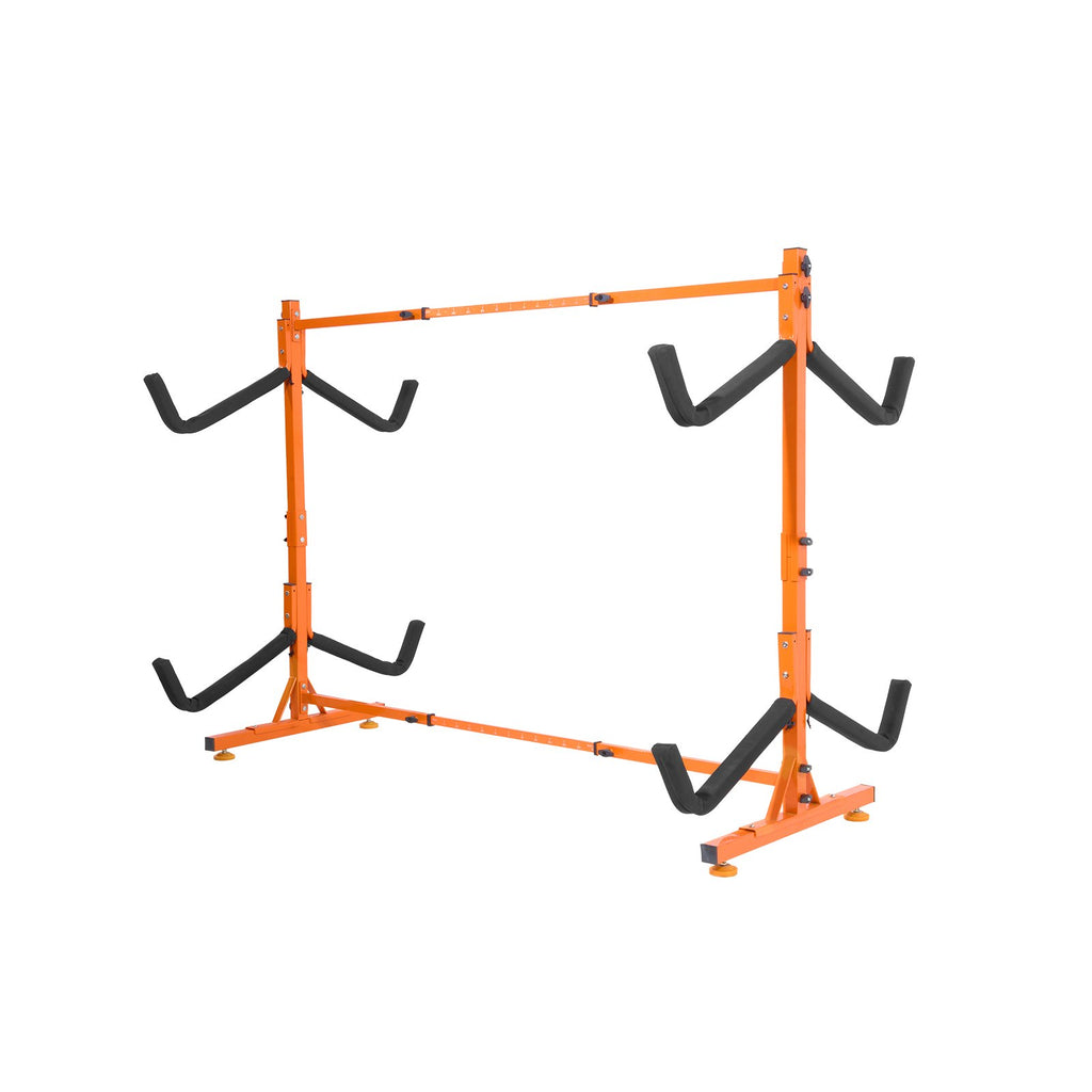 VEVOR Freestanding Kayak Storage Rack, Kayak Stand for 4 Kayak Canoe Paddleboard, Heavy-duty Steel Kayak Hanger Holder with Padded Arms and Adjustable Width, 100 kg Max Load, for Indoor Outdoor Garage