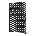 VEVOR Metal Privacy Screen, 47" W x 72" H, Outdoor Privacy Screens 5-Panel, Freestanding Outdoor Divider with Stand, Decorative Garden Steel Privacy Fence for Balcony Patio Indoor Room Black