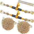 VEVOR Ratchet Chain Binder, 5/16"-3/8" Heavy Duty Load Binders with G80 Chains, 7100 lbs Secure Load Limit, Labor-saving Anti-skid Handle, Tie Down Hauling Chain Binders for Flatbed Truck Trailer, 2 P