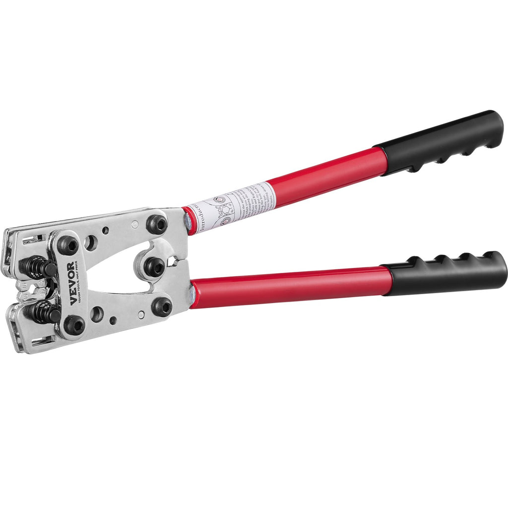 VEVOR Battery Cable Lug Crimping Tool, 10-1/0AWG with Cable Cutter and 95PCS Copper Ring Terminals, 6 Wire Sizes Crimping Die and 100pcs Heat Shrink Tubes, for Heavy Duty Wire Lugs