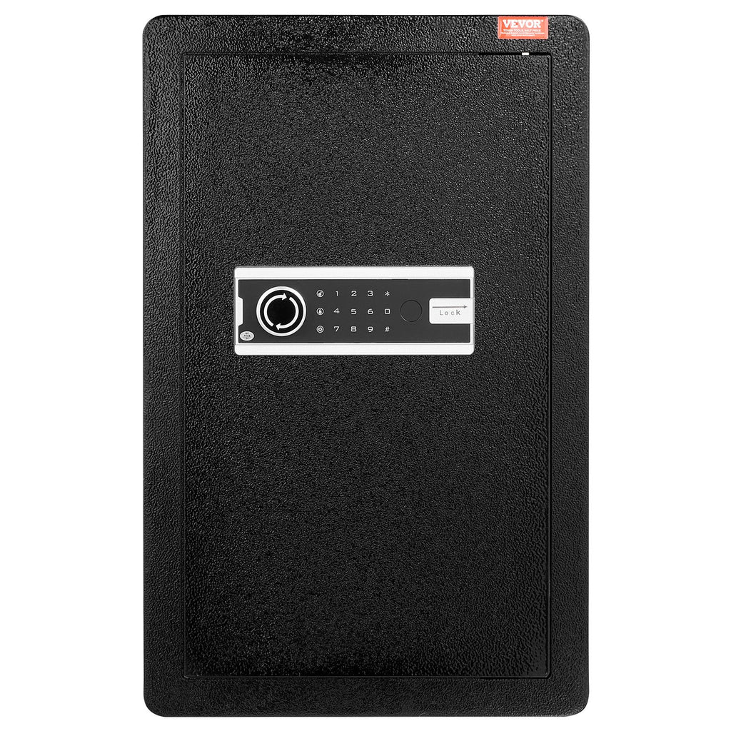 VEVOR Single Door 3.5 cu.ft Safe Box with Key Lock & Password, Safe Lock Box with Fireproof Bag, Key Rack, LED Light, and 2 Shelves for Money, Documents, Jewelry, and Valuables, Black