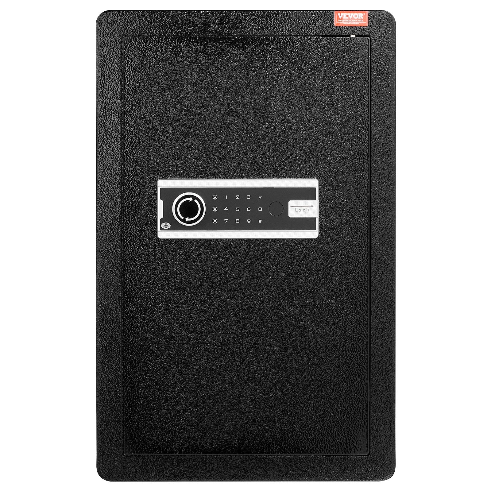 VEVOR Single Door 3.5 cu.ft Safe Box with Key Lock & Password, Safe Lock Box with Fireproof Bag, Key Rack, LED Light, and 2 Shelves for Money, Documents, Jewelry, and Valuables, Black