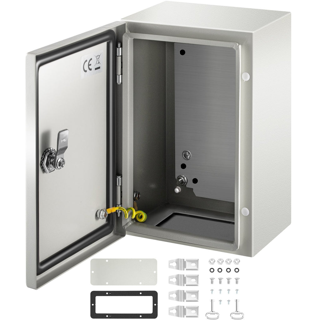 VEVOR NEMA Steel Enclosure ,12 x 8 x 6\'\' NEMA 4X Steel Electrical Box, IP66 Waterproof & Dustproof, Outdoor/Indoor Electrical Junction Box, with Mounting Plate