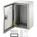 VEVOR NEMA Steel Enclosure ,12 x 8 x 6\'\' NEMA 4X Steel Electrical Box, IP66 Waterproof & Dustproof, Outdoor/Indoor Electrical Junction Box, with Mounting Plate