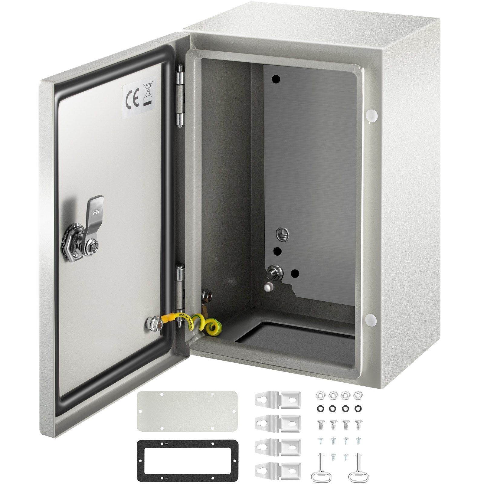 VEVOR NEMA Steel Enclosure ,12 x 8 x 6\'\' NEMA 4X Steel Electrical Box, IP66 Waterproof & Dustproof, Outdoor/Indoor Electrical Junction Box, with Mounting Plate