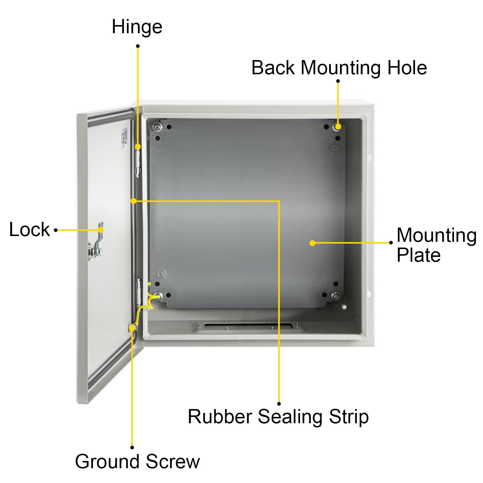 VEVOR NEMA Steel Enclosure, 12 x 12 x 6''steel electrical box
electrical enclosur NEMA 4X Steel Electrical Box, IP66 Waterproof & Dustproof, Outdoor/Indoor Electrical Junction Box, with Mounting Plat
