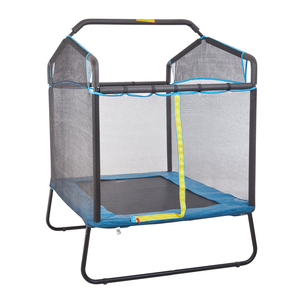 VEVOR 6FT Trampoline for Kids, 72" Indoor/Outdoor Toddlers Trampoline, Mini Baby Trampoline with Safety Enclosure Net, Gymnastics Bar, Hammock, Recreational Trampoline Birthday Gift for 3+ Years Kids