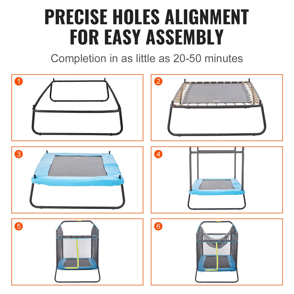 VEVOR 6FT Trampoline for Kids, 72" Indoor/Outdoor Toddlers Trampoline, Mini Baby Trampoline with Safety Enclosure Net, Gymnastics Bar, Hammock, Recreational Trampoline Birthday Gift for 3+ Years Kids