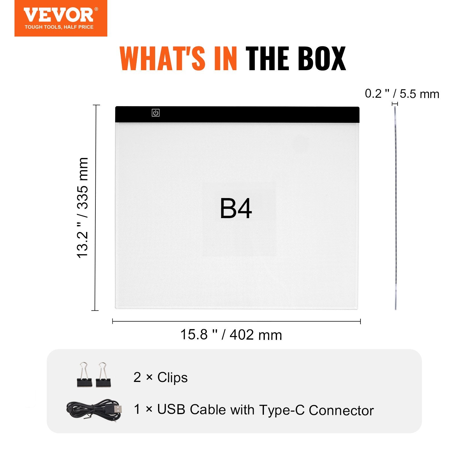 VEVOR Light Board, B4 LED Light Pad Ultra-Thin Portable Light Box, USB Powered Light Table for Art Tracing, Light Box for Diamond Painting, Animation, Sketching, Drawing, Stenciling, Artists (Black)