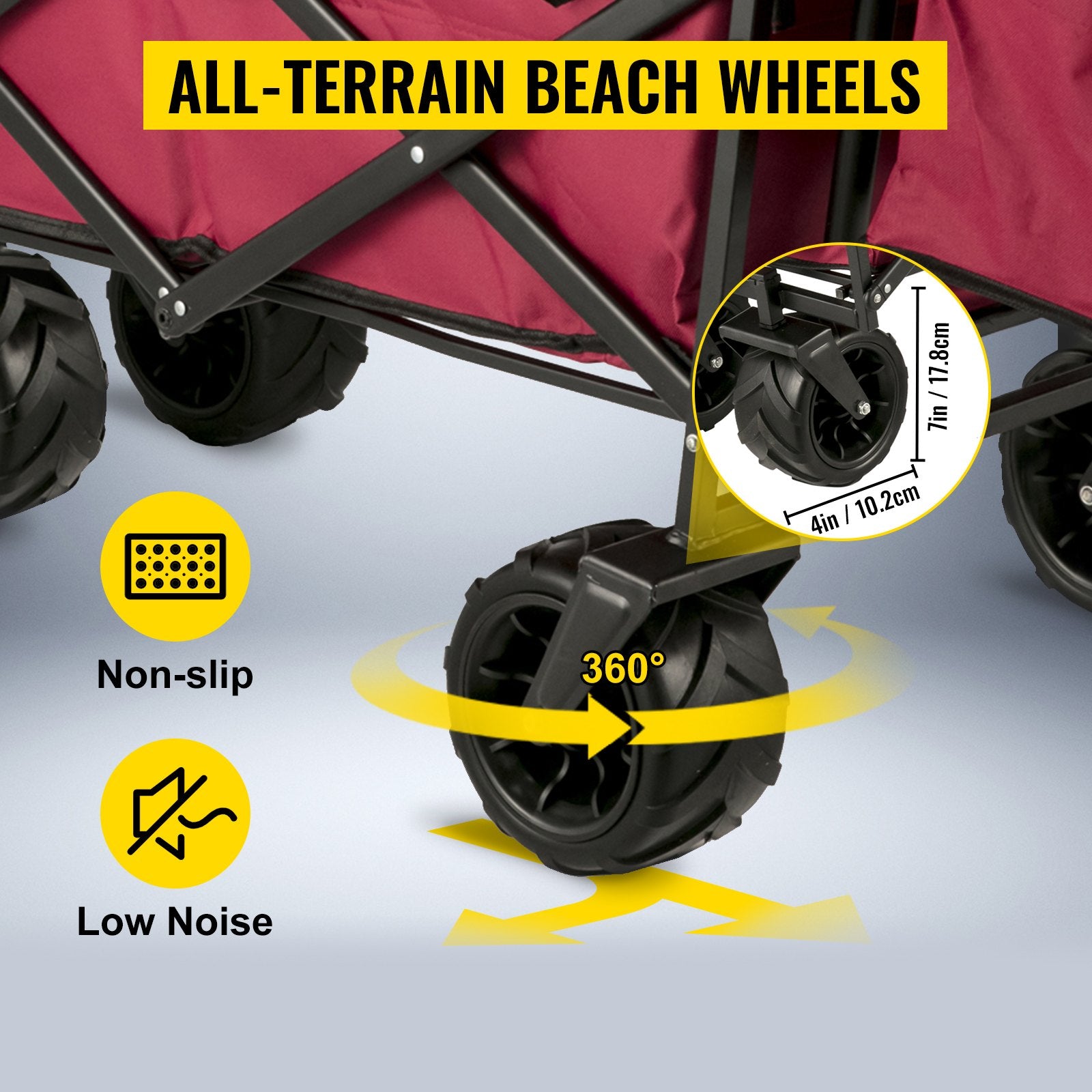 VEVOR Folding Wagon Cart, Collapsible Folding Garden Cart w/ Shade Beach Utility