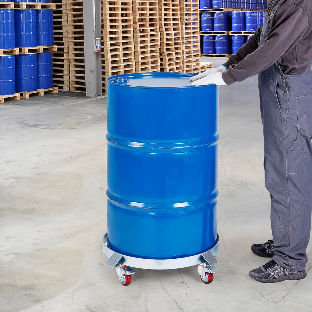 VEVOR 2PCS 250 L Heavy Duty Drum Dolly, 454 kg Load Capacity, Barrel Dolly Cart Drum Caddy, Non Tipping Hand Truck Capacity Dollies with Steel Frame 4 Swivel Casters Wheel, for Drum Handling