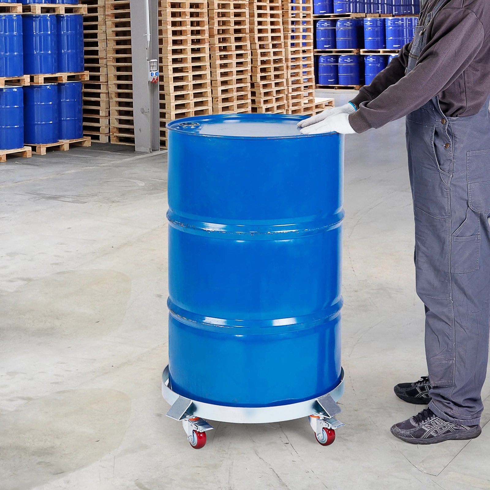 VEVOR 2PCS 250 L Heavy Duty Drum Dolly, 454 kg Load Capacity, Barrel Dolly Cart Drum Caddy, Non Tipping Hand Truck Capacity Dollies with Steel Frame 4 Swivel Casters Wheel, for Drum Handling