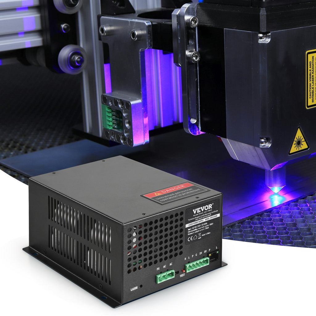 VEVOR CO2 Laser Power Supply, 100W, Power Supply for 100W Laser Tube, Constant Current Protection, Open Circuit Protection, Fast Heat Dissipation, Compatible for Multi-brand Laser Engravers & Cutters