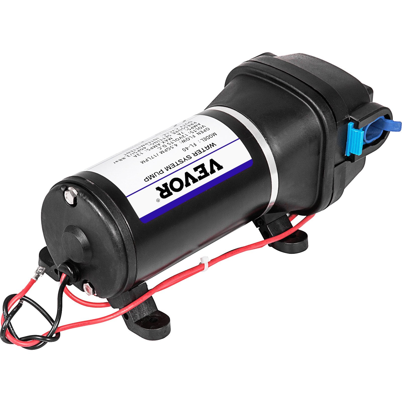 VEVOR Water Pressure Diaphragm Pump, 12V FL-40 High Pressure Diaphragm Water Pump, 40PSI Automatic Self Priming Water Pump, 17L/MIN Misting Booster Sprayer Diaphragm Pump for Caravan Boat RV Garden