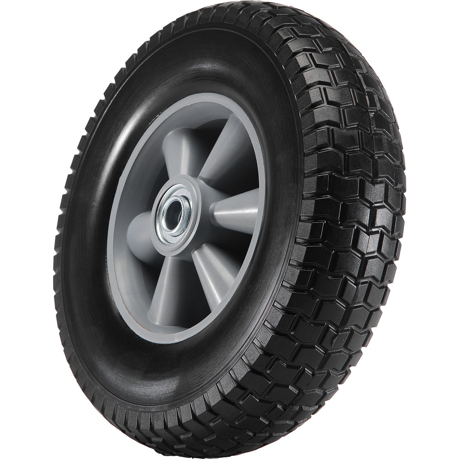 VEVOR Solid PU Run-Flat Tire Wheel, 254 mm, 2-Pack, 81.6 kg Dynamic Load, 99.8 kg Static Load, Flat Free Tubeless Tires and Wheels for Hand Truck, Utility Cart, Dollies, Garden Trailers, Various Carts