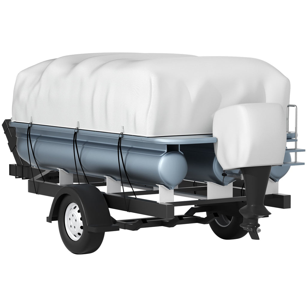 VEVOR Pontoon Boat Cover, Fit for 17\'-20\' Boat, Heavy Duty 600D Marine Grade Oxford Fabric, UV Resistant Waterproof Trailerable Boat Cover with 2 Support Poles and 7 Wind-Proof Straps, Gray