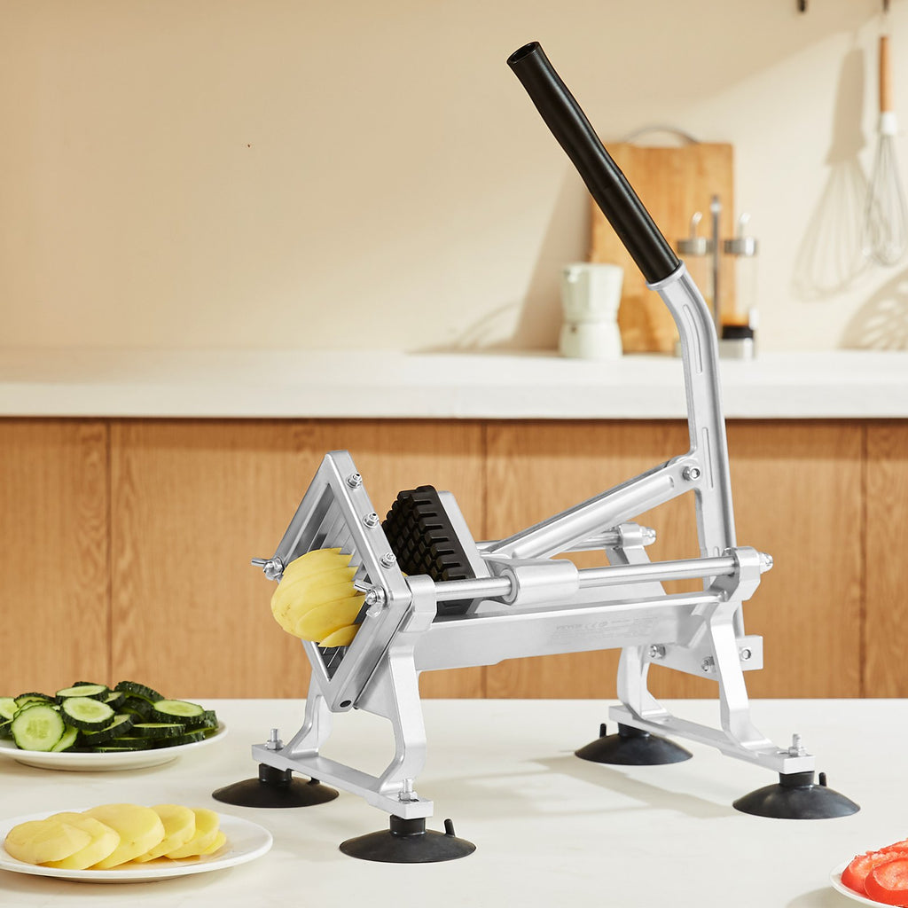 VEVOR Commercial Vegetable Slicer, 3/8 inch Fruit Slicer, Stainless Steel and Aluminum Alloy Vegetable Cutter Slicer Machine, Manual Slicer with Non-slip Feet, for Radishes, Onions, Potatoes, Lemons