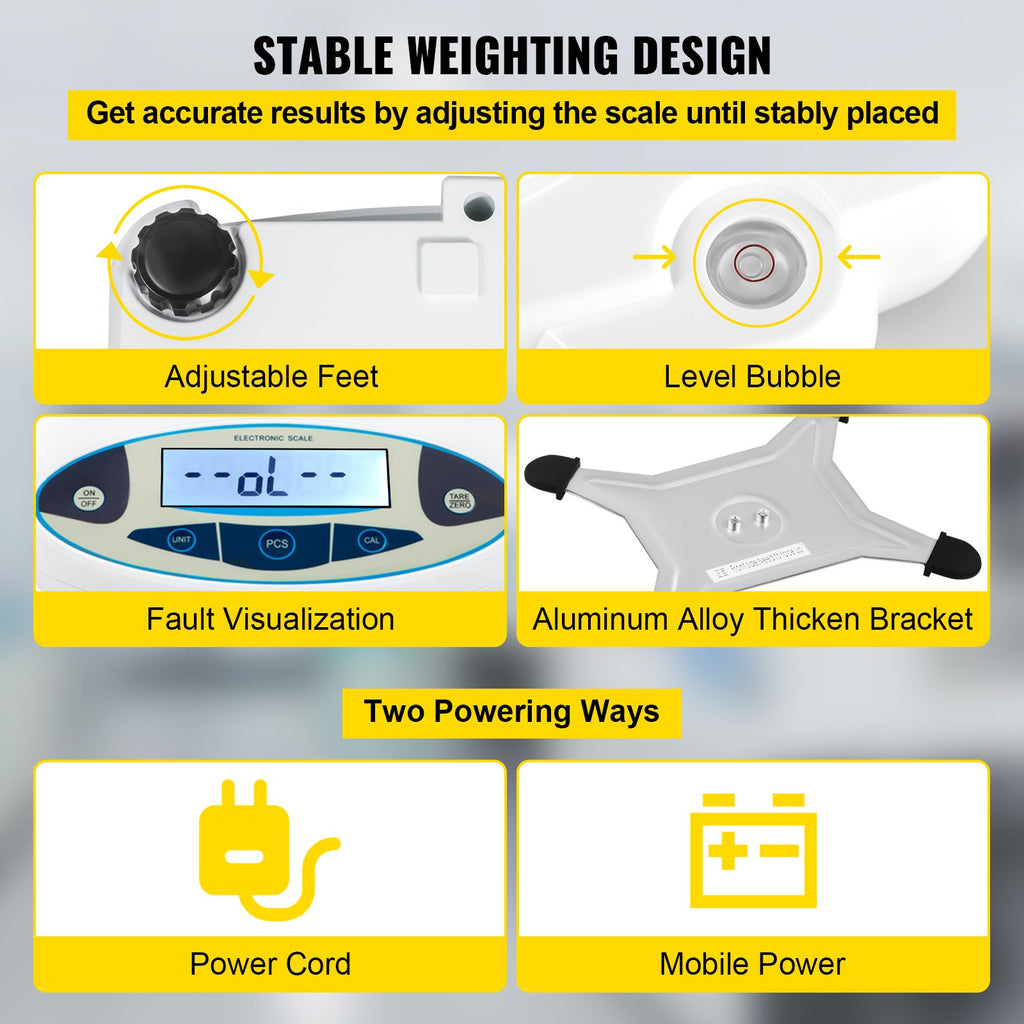 VEVOR Lab Analytical Balance Digital Precision Scale 5000gx0.01g High Precision