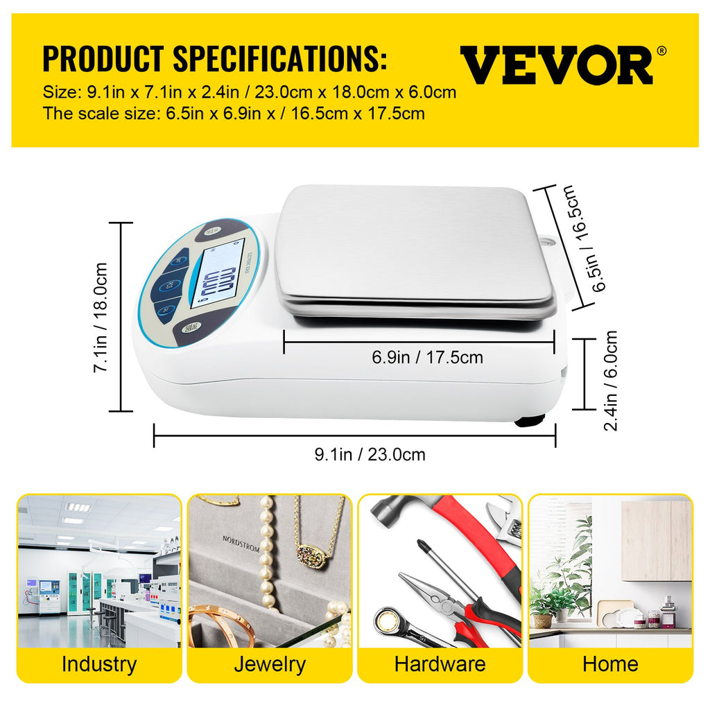 VEVOR Lab Analytical Balance Digital Precision Scale 5000gx0.01g High Precision