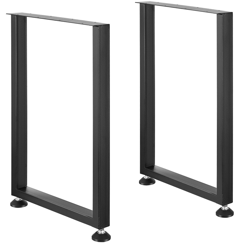 VEVOR 711.2MM Adjustable Furniture Legs, Square Reinforced Steel Office Table legs Set of 2 for DIY, Max Load 453.6KG Heavy Duty Desk Legs, Quick Instalation & Rich Accessories Legs Black